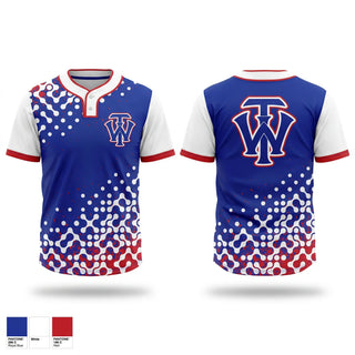 Two Button Softball Jersey, W.I.T, Softball, Teamtime, Team time, sublimation, custom sports apparel, team uniforms, spirit wear, spiritwear, sports uniforms, custom shirts, team store, custom team store, fundraiser sports, apparel fundraiser