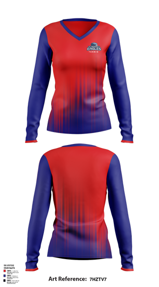 Womens Long Sleeve Vneck Shirt, SBA Eagles Tennis, Tennis, Teamtime, Team time, sublimation, custom sports apparel, team uniforms, spirit wear, spiritwear, sports uniforms, custom shirts, team store, custom team store, fundraiser sports, apparel fundraiser