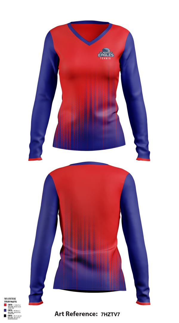 Womens Long Sleeve Vneck Shirt, SBA Eagles Tennis, Tennis, Teamtime, Team time, sublimation, custom sports apparel, team uniforms, spirit wear, spiritwear, sports uniforms, custom shirts, team store, custom team store, fundraiser sports, apparel fundraiser