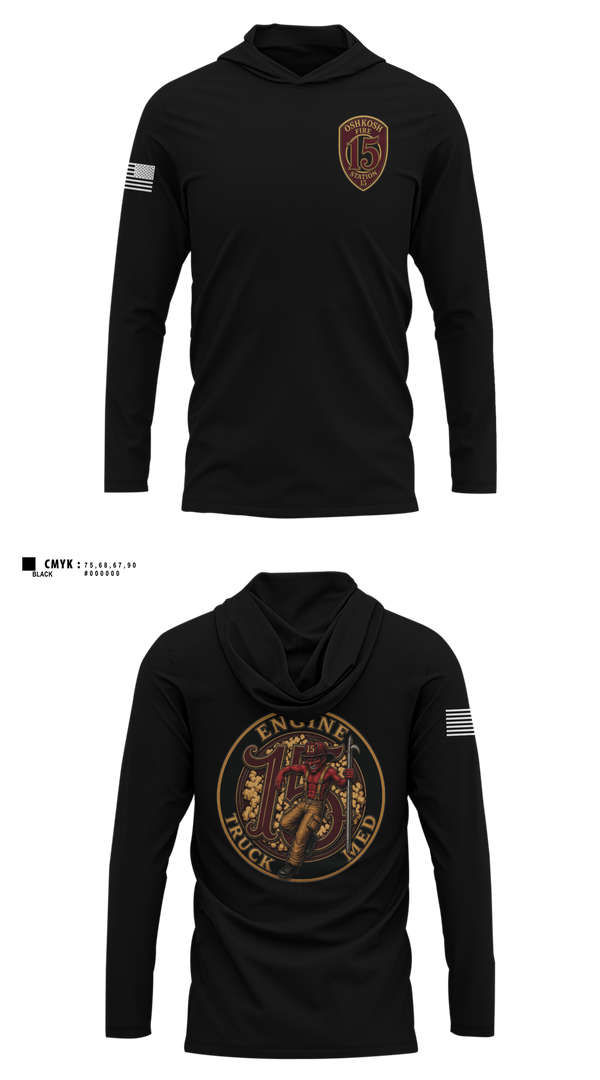 Long Sleeve Performance Shirt with hood, Full House, Fire Department, Teamtime, Team time, sublimation, custom sports apparel, team uniforms, spirit wear, spiritwear, sports uniforms, custom shirts, team store, custom team store, fundraiser sports, apparel fundraiser