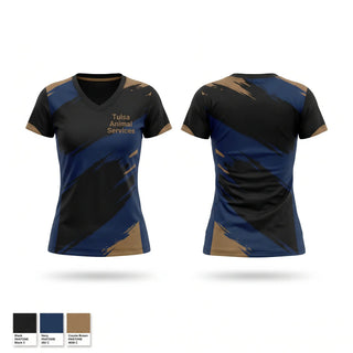 Womens Short Sleeve Vneck Shirt, Tulsa Animal Services, , Teamtime, Team time, sublimation, custom sports apparel, team uniforms, spirit wear, spiritwear, sports uniforms, custom shirts, team store, custom team store, fundraiser sports, apparel fundraiser