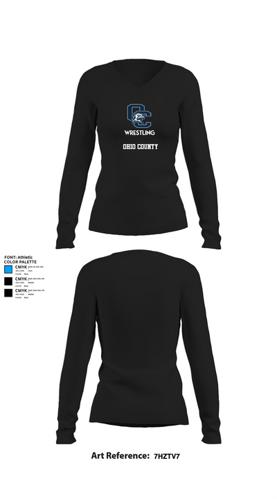 Ohio county 95337841 Women's Long Sleeve V-neck Shirt - 34