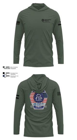 Long Sleeve hooded sunshirt, GMR Georgia Honor Guard, EMS/EMT, Teamtime, Team time, sublimation, custom sports apparel, team uniforms, spirit wear, spiritwear, sports uniforms, custom shirts, team store, custom team store, fundraiser sports, apparel fundraiser