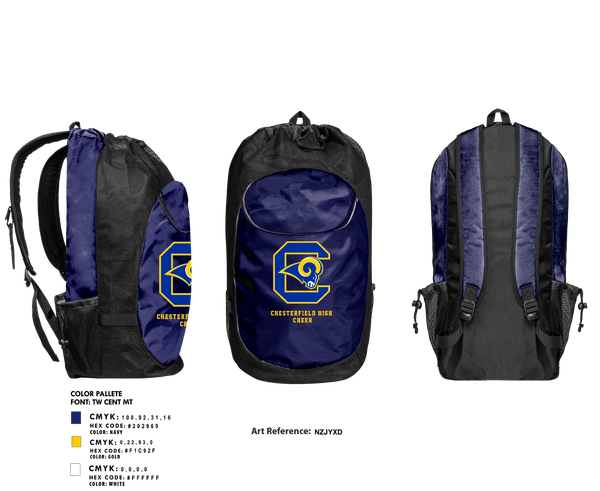 Gear Bag, Chesterfield High Cheer, Cheer, Teamtime, Team time, sublimation, custom sports apparel, team uniforms, spirit wear, spiritwear, sports uniforms, custom shirts, team store, custom team store, fundraiser sports, apparel fundraiser