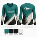 North Oldham Mustangs 77604898 Women's Long Sleeve V-neck Shirt - 21
