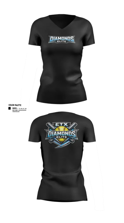 ETX Diamonds Elite 28765199 Women's Short Sleeve V-neck Shirt - 4