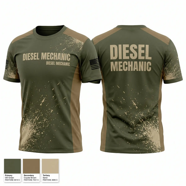 Old School Cotton Feel Shirt, Diesel mechanic, Army, Teamtime, Team time, sublimation, custom sports apparel, team uniforms, spirit wear, spiritwear, sports uniforms, custom shirts, team store, custom team store, fundraiser sports, apparel fundraiser
