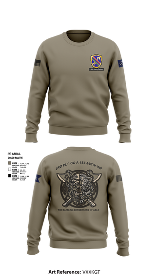 Crew Neck Sweatshirt, Co A, 1st-160th INF, 79th IBCT, , Teamtime, Team time, sublimation, custom sports apparel, team uniforms, spirit wear, spiritwear, sports uniforms, custom shirts, team store, custom team store, fundraiser sports, apparel fundraiser
