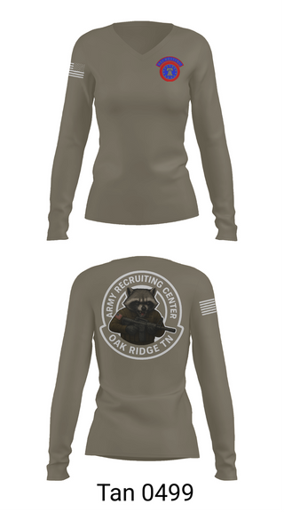 Womens Long Sleeve Vneck Shirt, Oak Ridge Recruiting Center, Army, Teamtime, Team time, sublimation, custom sports apparel, team uniforms, spirit wear, spiritwear, sports uniforms, custom shirts, team store, custom team store, fundraiser sports, apparel fundraiser