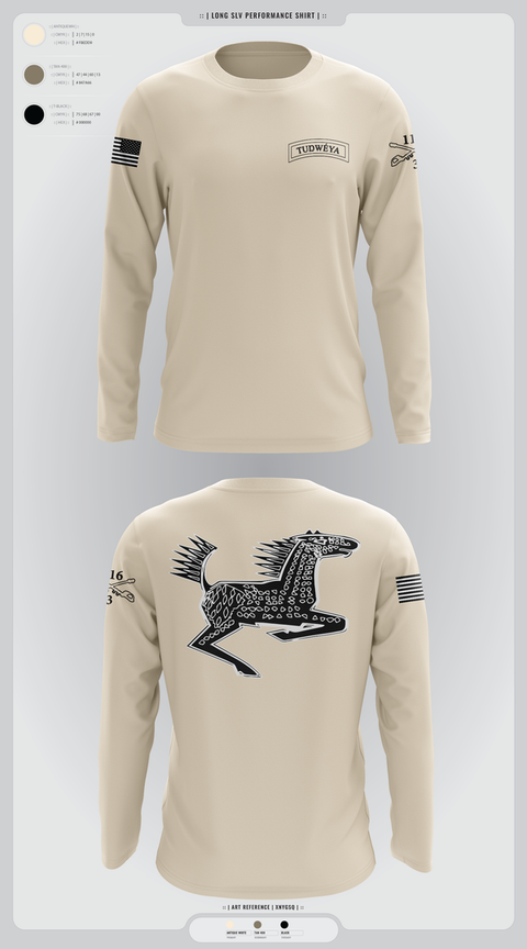 Long Sleeve Performance Shirt, DET 1 HHC 3-116 CAV, Army, Teamtime, Team time, sublimation, custom sports apparel, team uniforms, spirit wear, spiritwear, sports uniforms, custom shirts, team store, custom team store, fundraiser sports, apparel fundraiser