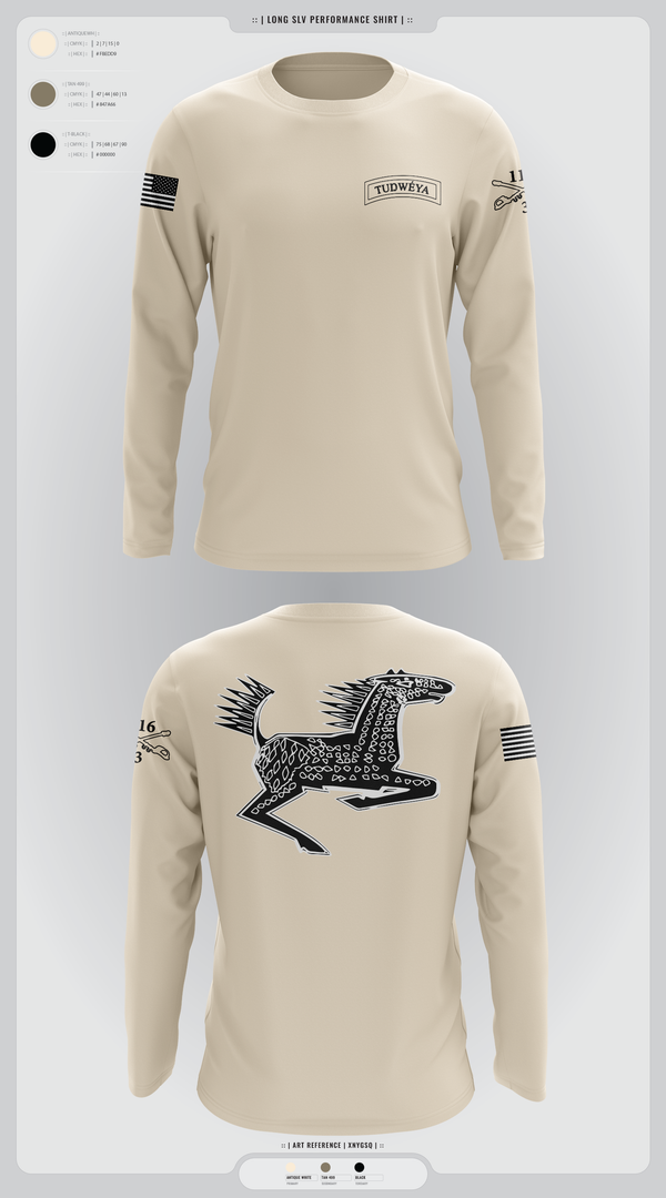 Long Sleeve Performance Shirt, DET 1 HHC 3-116 CAV, Army, Teamtime, Team time, sublimation, custom sports apparel, team uniforms, spirit wear, spiritwear, sports uniforms, custom shirts, team store, custom team store, fundraiser sports, apparel fundraiser