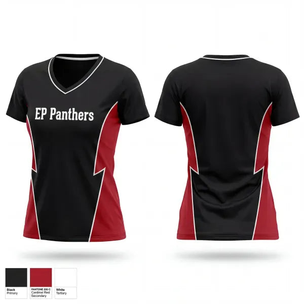 Womens Short Sleeve Vneck Shirt, EP Panthers, Men's Basketball, Teamtime, Team time, sublimation, custom sports apparel, team uniforms, spirit wear, spiritwear, sports uniforms, custom shirts, team store, custom team store, fundraiser sports, apparel fundraiser