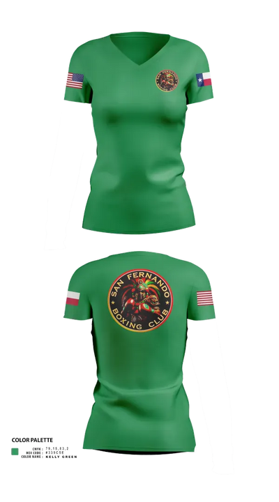 San Fernando Boxing Club 92427997 Women's Short Sleeve V-neck Shirt - 210
