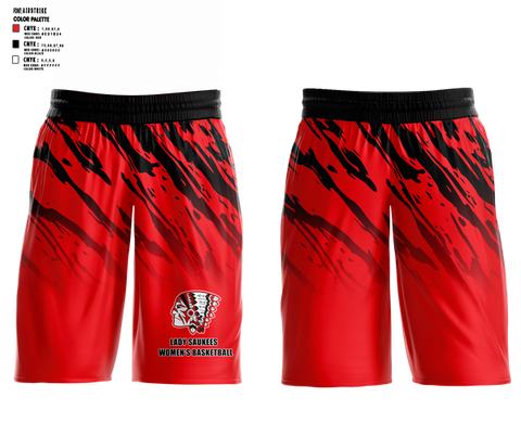 Mens Basketball Shorts, Lady Saukees Basketball, Women's Basketball, Teamtime, Team time, sublimation, custom sports apparel, team uniforms, spirit wear, spiritwear, sports uniforms, custom shirts, team store, custom team store, fundraiser sports, apparel fundraiser