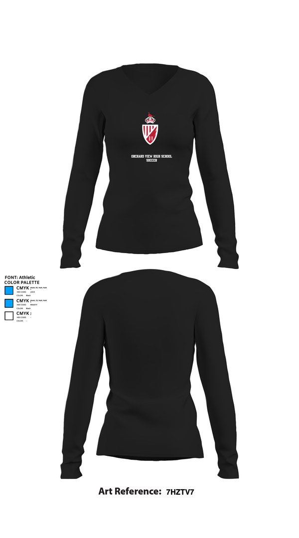 Womens Long Sleeve Vneck Shirt, Orchard View High School Soccer, Men's Soccer, Teamtime, Team time, sublimation, custom sports apparel, team uniforms, spirit wear, spiritwear, sports uniforms, custom shirts, team store, custom team store, fundraiser sports, apparel fundraiser