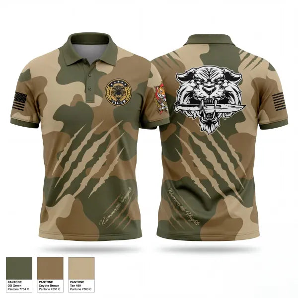 Short Sleeve Performance Polo, Warrensville Hts JROTC, Army, Teamtime, Team time, sublimation, custom sports apparel, team uniforms, spirit wear, spiritwear, sports uniforms, custom shirts, team store, custom team store, fundraiser sports, apparel fundraiser