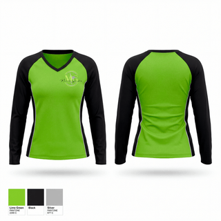Womens Long Sleeve Vneck Shirt, Momentum Gymnastics, Cheer, Teamtime, Team time, sublimation, custom sports apparel, team uniforms, spirit wear, spiritwear, sports uniforms, custom shirts, team store, custom team store, fundraiser sports, apparel fundraiser