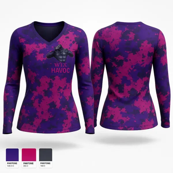 Womens Long Sleeve Vneck Shirt, WTX HAVOC, Baseball, Teamtime, Team time, sublimation, custom sports apparel, team uniforms, spirit wear, spiritwear, sports uniforms, custom shirts, team store, custom team store, fundraiser sports, apparel fundraiser