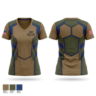 Womens Short Sleeve Vneck Shirt, 727 Military Police Detachment, National Guard, Teamtime, Team time, sublimation, custom sports apparel, team uniforms, spirit wear, spiritwear, sports uniforms, custom shirts, team store, custom team store, fundraiser sports, apparel fundraiser