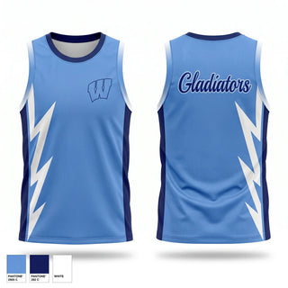 Mens Basketball Jersey, Widefield Gladiators, Men's Basketball, Teamtime, Team time, sublimation, custom sports apparel, team uniforms, spirit wear, spiritwear, sports uniforms, custom shirts, team store, custom team store, fundraiser sports, apparel fundraiser