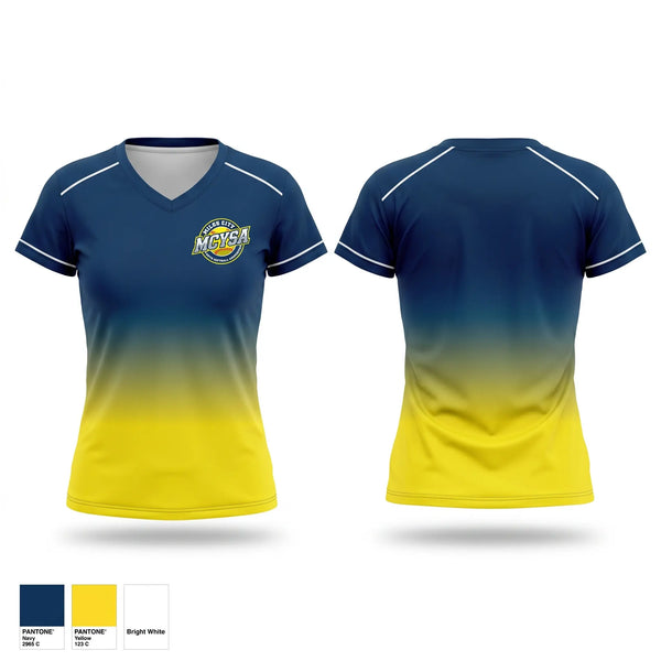 Womens Short Sleeve Vneck Shirt, Miles City Youth Softball, Softball, Teamtime, Team time, sublimation, custom sports apparel, team uniforms, spirit wear, spiritwear, sports uniforms, custom shirts, team store, custom team store, fundraiser sports, apparel fundraiser