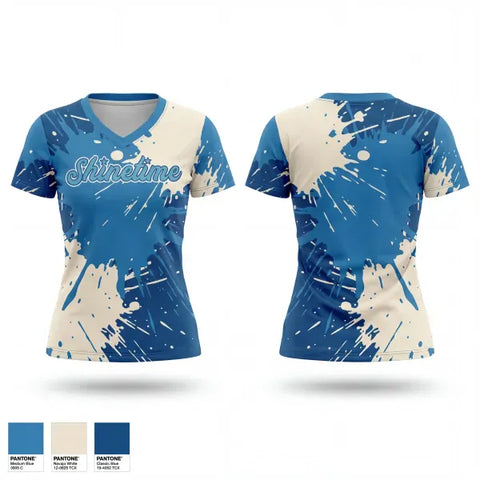 Womens Short Sleeve Vneck Shirt, ShineTIME, Softball, Teamtime, Team time, sublimation, custom sports apparel, team uniforms, spirit wear, spiritwear, sports uniforms, custom shirts, team store, custom team store, fundraiser sports, apparel fundraiser