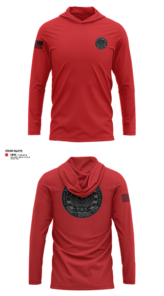Long Sleeve Performance Shirt with hood, Priority Response Team, Police, Teamtime, Team time, sublimation, custom sports apparel, team uniforms, spirit wear, spiritwear, sports uniforms, custom shirts, team store, custom team store, fundraiser sports, apparel fundraiser