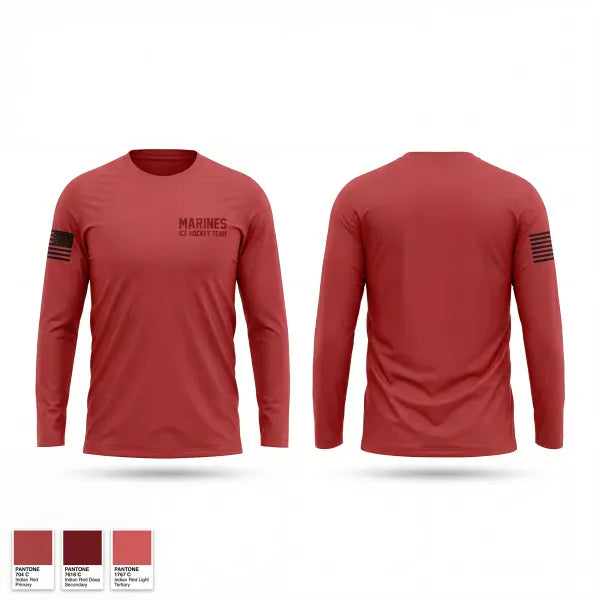 Long Sleeve Performance Shirt, Marines Ice Hockey Team, Marines, Teamtime, Team time, sublimation, custom sports apparel, team uniforms, spirit wear, spiritwear, sports uniforms, custom shirts, team store, custom team store, fundraiser sports, apparel fundraiser