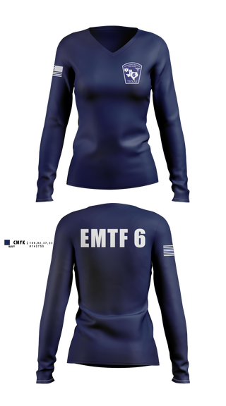 Womens Long Sleeve Vneck Shirt, Texas Emergency Medical Task Force, EMS/EMT, Teamtime, Team time, sublimation, custom sports apparel, team uniforms, spirit wear, spiritwear, sports uniforms, custom shirts, team store, custom team store, fundraiser sports, apparel fundraiser