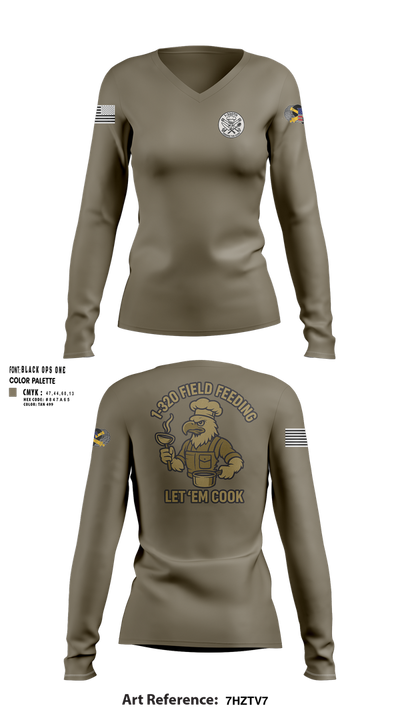 1-320th 33901003 Women's Long Sleeve V-neck Shirt - 100