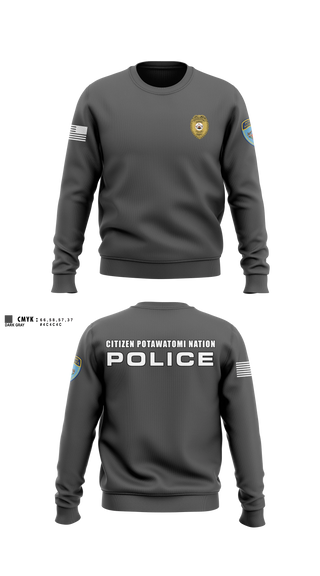 Crew Neck Sweatshirt, Citizen Pottawatomie nation Police Department, Police, Teamtime, Team time, sublimation, custom sports apparel, team uniforms, spirit wear, spiritwear, sports uniforms, custom shirts, team store, custom team store, fundraiser sports, apparel fundraiser