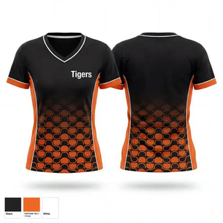 Womens Short Sleeve Vneck Shirt, Tigers, Women's Basketball, Teamtime, Team time, sublimation, custom sports apparel, team uniforms, spirit wear, spiritwear, sports uniforms, custom shirts, team store, custom team store, fundraiser sports, apparel fundraiser
