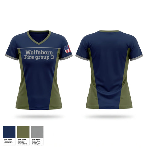Womens Short Sleeve Vneck Shirt, Wolfeboro Fire group 3, Fire Department, Teamtime, Team time, sublimation, custom sports apparel, team uniforms, spirit wear, spiritwear, sports uniforms, custom shirts, team store, custom team store, fundraiser sports, apparel fundraiser