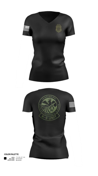 Womens Short Sleeve Vneck Shirt, MDWFP K9, , Teamtime, Team time, sublimation, custom sports apparel, team uniforms, spirit wear, spiritwear, sports uniforms, custom shirts, team store, custom team store, fundraiser sports, apparel fundraiser