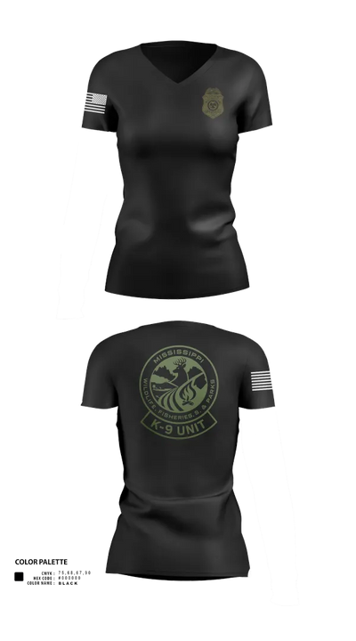 MDWFP K9 21939837 Women's Short Sleeve V-neck Shirt - 200