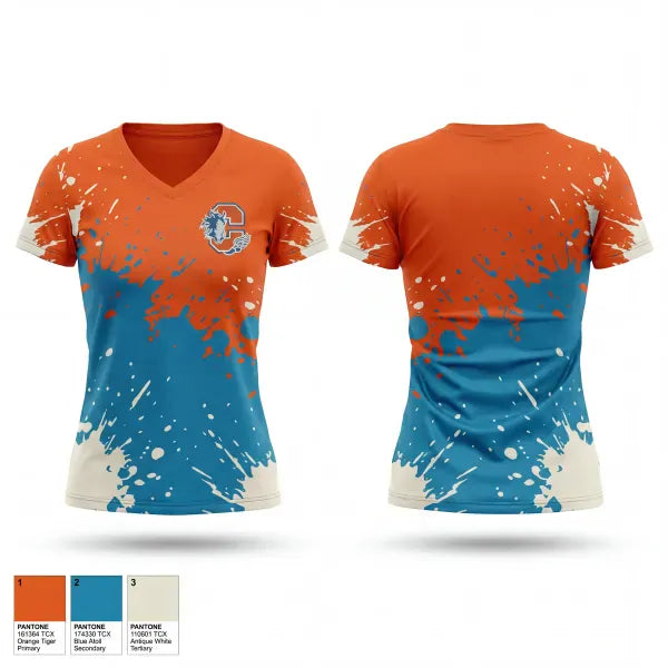 Womens Short Sleeve Vneck Shirt, Chester Academy Track & Field, Track & Field, Teamtime, Team time, sublimation, custom sports apparel, team uniforms, spirit wear, spiritwear, sports uniforms, custom shirts, team store, custom team store, fundraiser sports, apparel fundraiser