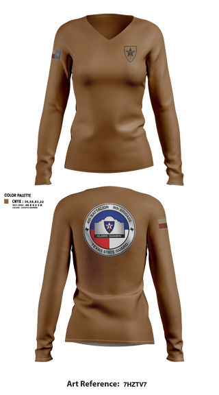 Womens Long Sleeve Vneck Shirt, Alamo guards, Army, Teamtime, Team time, sublimation, custom sports apparel, team uniforms, spirit wear, spiritwear, sports uniforms, custom shirts, team store, custom team store, fundraiser sports, apparel fundraiser