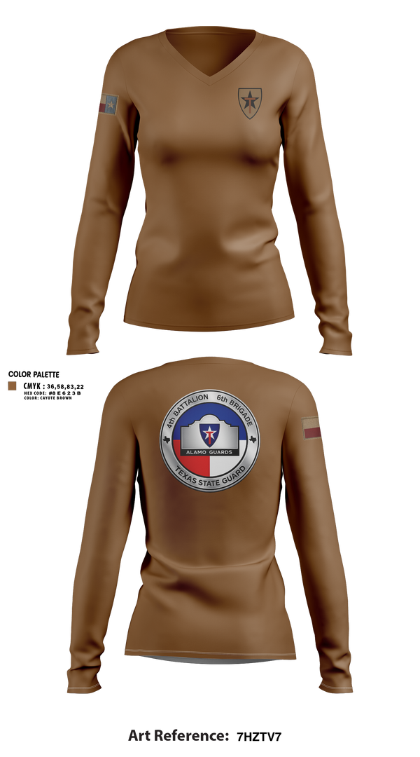 Womens Long Sleeve Vneck Shirt, Alamo guards, Army, Teamtime, Team time, sublimation, custom sports apparel, team uniforms, spirit wear, spiritwear, sports uniforms, custom shirts, team store, custom team store, fundraiser sports, apparel fundraiser