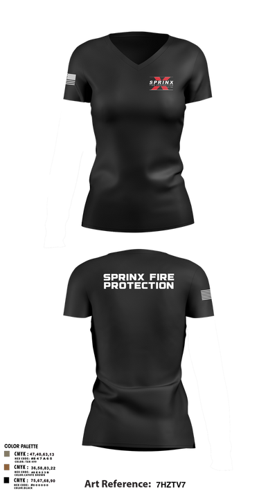 SPRINX FIRE PROTECTION 22334846 Women's Short Sleeve V-neck Shirt - 6