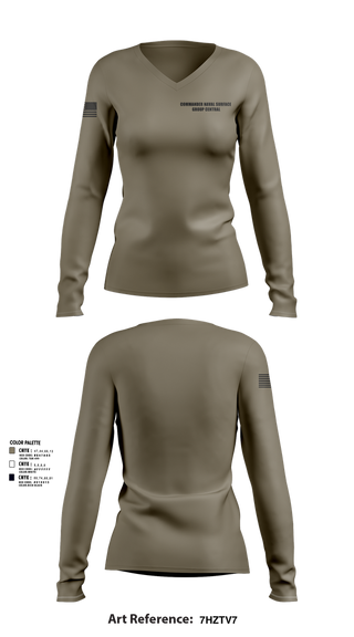 Womens Long Sleeve Vneck Shirt, Commander Naval Surface Group Central, , Teamtime, Team time, sublimation, custom sports apparel, team uniforms, spirit wear, spiritwear, sports uniforms, custom shirts, team store, custom team store, fundraiser sports, apparel fundraiser