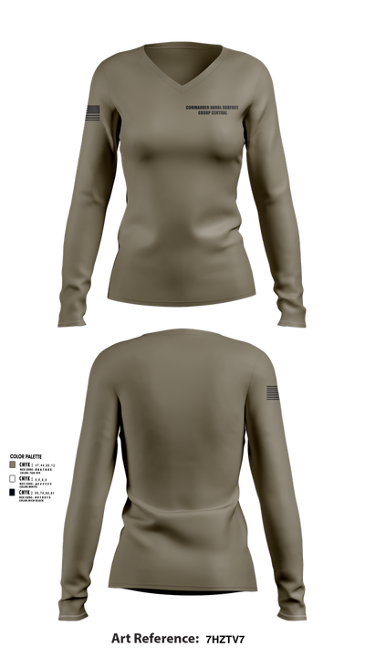 Commander Naval Surface Group Central 54326587 Women's Long Sleeve V-neck Shirt - 3