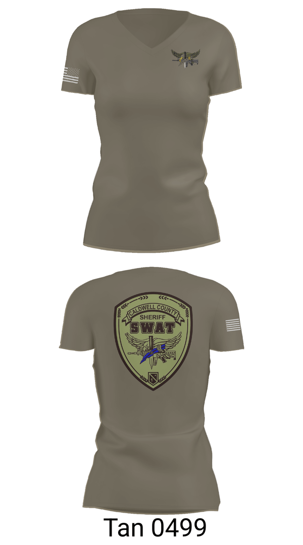 Womens Short Sleeve Vneck Shirt, Caldwell County SWAT, Police, Teamtime, Team time, sublimation, custom sports apparel, team uniforms, spirit wear, spiritwear, sports uniforms, custom shirts, team store, custom team store, fundraiser sports, apparel fundraiser