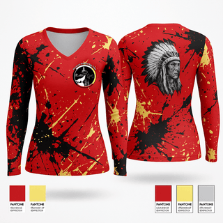 Womens Long Sleeve Vneck Shirt, Pocasset Tribe, , Teamtime, Team time, sublimation, custom sports apparel, team uniforms, spirit wear, spiritwear, sports uniforms, custom shirts, team store, custom team store, fundraiser sports, apparel fundraiser