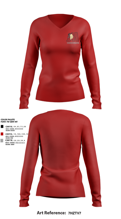 Matoaca High School Volleyball 72372145 Women's Long Sleeve V-neck Shirt - 3