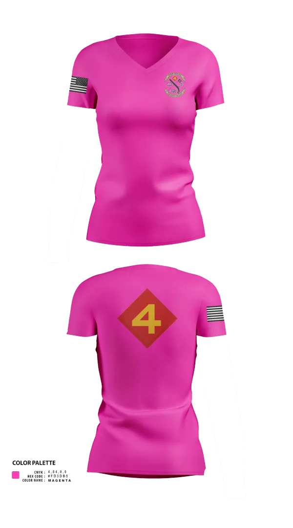 Womens Short Sleeve Vneck Shirt, 14th Marine regiment 4th Marine corps division, , Teamtime, Team time, sublimation, custom sports apparel, team uniforms, spirit wear, spiritwear, sports uniforms, custom shirts, team store, custom team store, fundraiser sports, apparel fundraiser