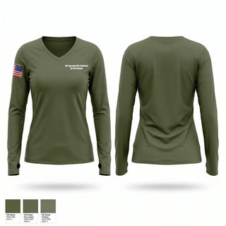 Womens Long Sleeve Vneck Shirt, 4th Squadron-9th Regiment 1st CAV Division, Army, Teamtime, Team time, sublimation, custom sports apparel, team uniforms, spirit wear, spiritwear, sports uniforms, custom shirts, team store, custom team store, fundraiser sports, apparel fundraiser