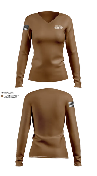 Womens Long Sleeve Vneck Shirt, Special Operations Bureau, , Teamtime, Team time, sublimation, custom sports apparel, team uniforms, spirit wear, spiritwear, sports uniforms, custom shirts, team store, custom team store, fundraiser sports, apparel fundraiser
