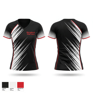 Womens Short Sleeve Vneck Shirt, Maryland Warriors, Track & Field, Teamtime, Team time, sublimation, custom sports apparel, team uniforms, spirit wear, spiritwear, sports uniforms, custom shirts, team store, custom team store, fundraiser sports, apparel fundraiser