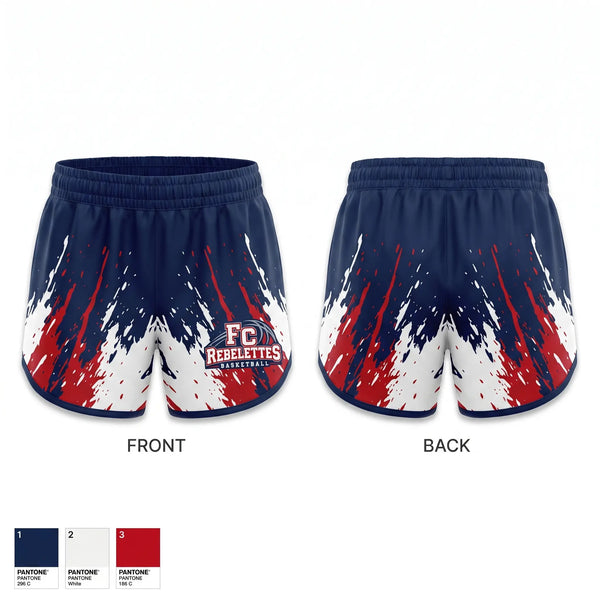 Womens Shorts, Franklin County Rebelettes, Women's Basketball, Teamtime, Team time, sublimation, custom sports apparel, team uniforms, spirit wear, spiritwear, sports uniforms, custom shirts, team store, custom team store, fundraiser sports, apparel fundraiser