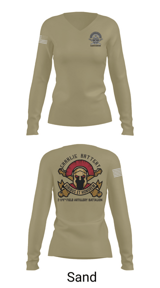 Womens Long Sleeve Vneck Shirt, Charlie BTRY 2-114th FA, , Teamtime, Team time, sublimation, custom sports apparel, team uniforms, spirit wear, spiritwear, sports uniforms, custom shirts, team store, custom team store, fundraiser sports, apparel fundraiser